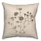 18" x 18" Charcoal Tan Botanicals Texture I Indoor & Outdoor Throw Pillow